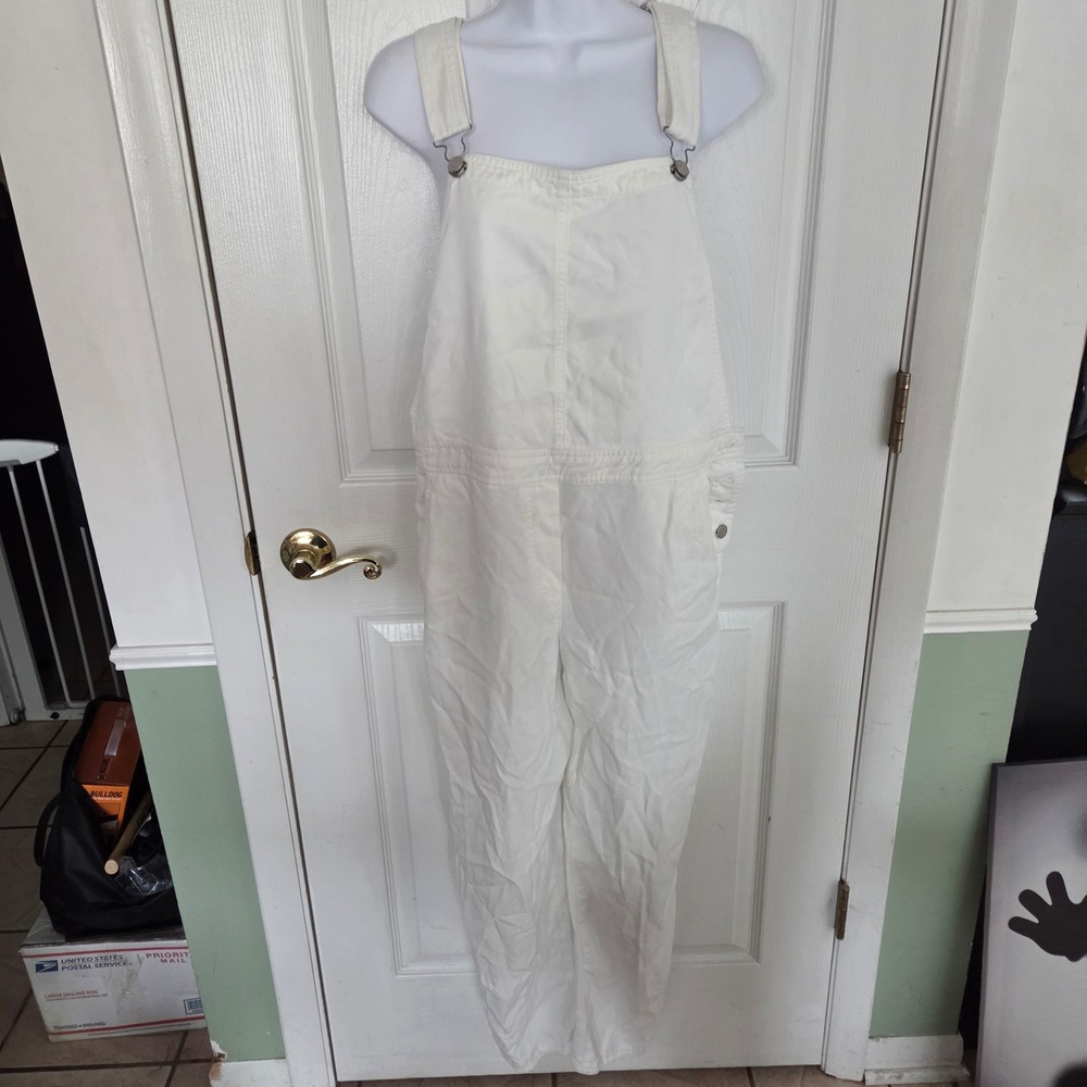 Wilfred Free Aritzia White Denim Overall Womens Small Straight Leg Jumpsuit FLAW